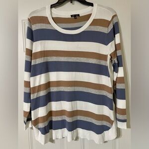 Lety & Me Striped Lightweight Sweater Size 2X Nautical Neutrals Rayon Blend